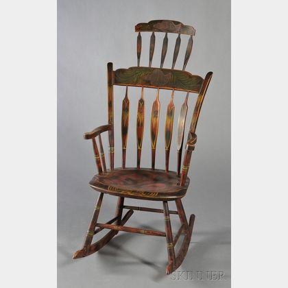 Windsor Paint-decorated Comb-back Armed Rocking Chair