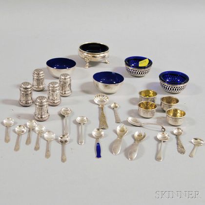 Collection of Sterling Silver Master Salts, Shakers, and Spoons