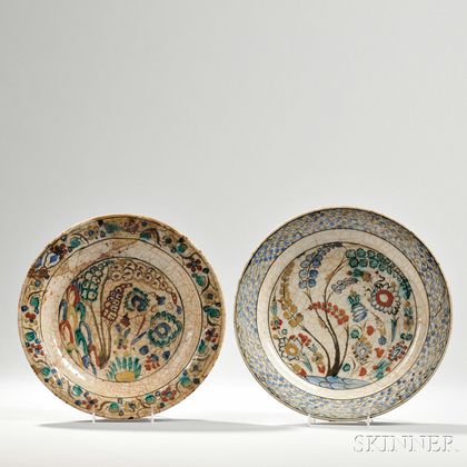 Two Persian Kubatcha Ware Plates