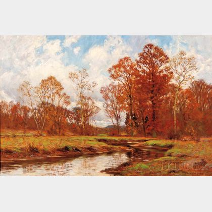 William Merritt Post (American, 1856-1935) Meandering Stream in Autumn