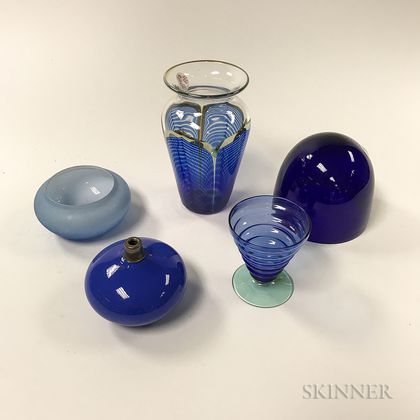 Fourteen Blue Glass Items