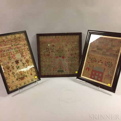 Three Framed 19th Century Samplers