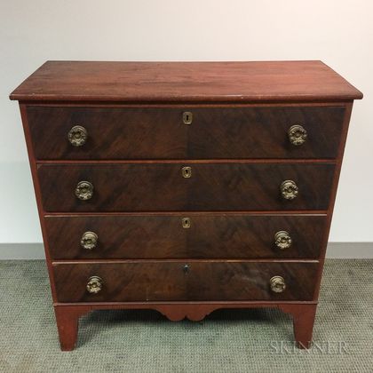 Federal Red- and Grain-painted Pine Chest of Drawers