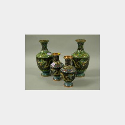 Two Pairs of Cloisonne Dragon Vases. 