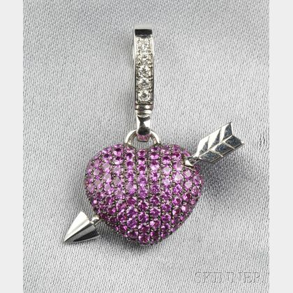 18kt White Gold, Pink Sapphire, and Diamond "'Art" Charm, Theo Fennell