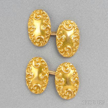 Art Nouveau 14kt Gold Cuff Links