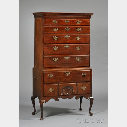 Queen Anne Maple Fan-carved High Chest of Drawers