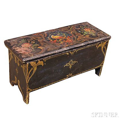 Small Paint-decorated Six-board Chest