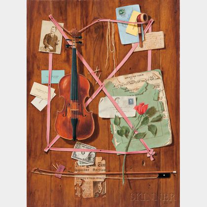 Gayle Blair Tate (American, b. 1944) Trompe l'Oeil with Violin