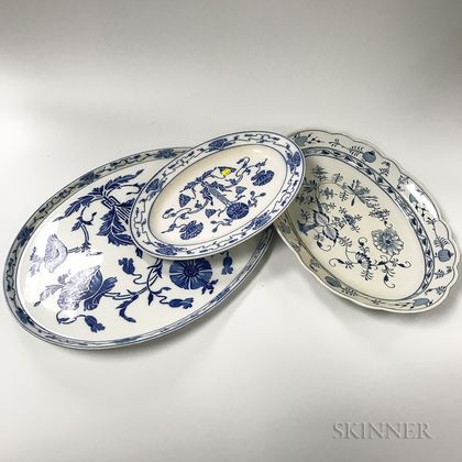 Three Continental Porcelain Serving Platters