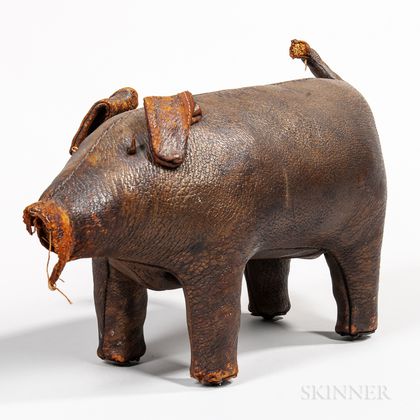 Leather Pig-form Ottoman