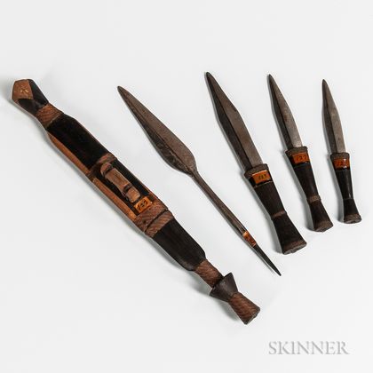 Four African Knives and a Spear Point