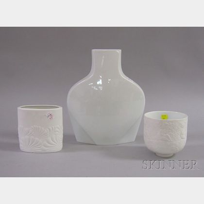 Rosenthal Studio Line Porcelain Footed Bowl and Two Vases