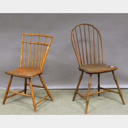 Windsor Birdcage Side Chair and Black-painted Bow-back Side Chair. 