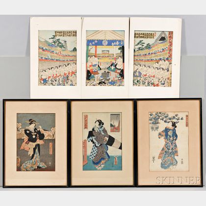 Three Woodblock Prints and a Triptych