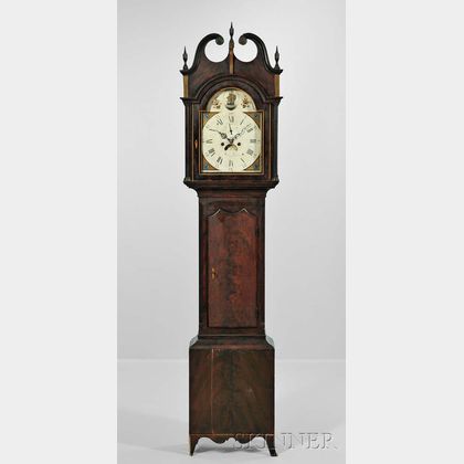 Moses Stiles Grain-painted Elm Tall Clock No. 88