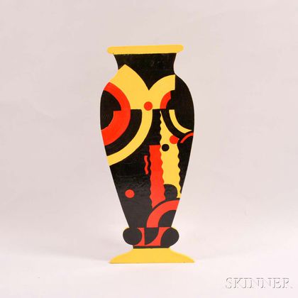 Mo McDermott Painted Wood Vase Sculpture
