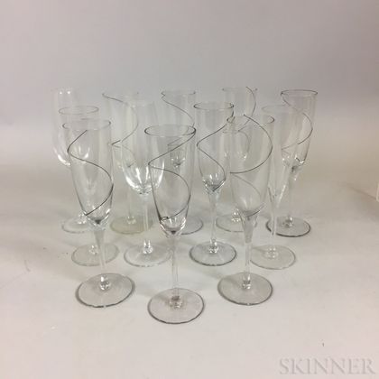 Twelve Colorless Glass Champagnes