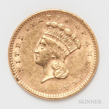 1856 Slanted 5 Gold Dollar. Estimate $200-300