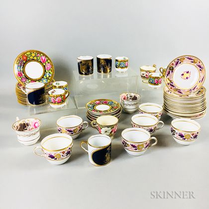 Group of English Floral-decorated Ceramic Teaware
