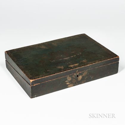 Green-painted Stenciled Box