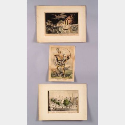 Nathaniel Currier, publisher (American, 1813-1888) Lot of Three Hand-colored Lithographs: