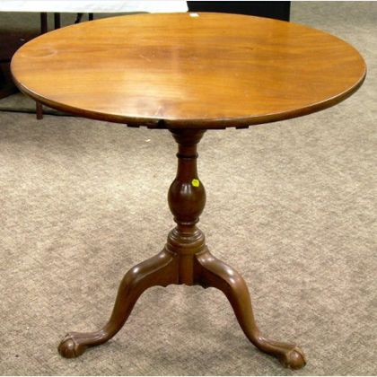 Chippendale-style Carved Mahogany Tilt-top Tea Table. 