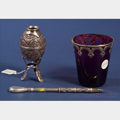 South American Silver Mate Cup and Bombilla