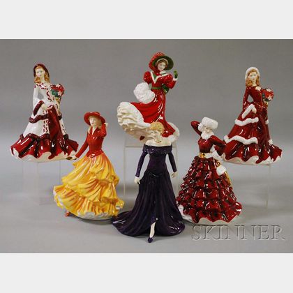Six Royal Doulton Porcelain Figures of Ladies