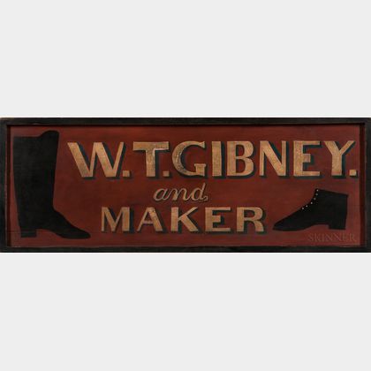 Painted "W.T. Gibney Boot & Shoe Maker" Sign
