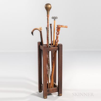 Seven Odd Fellows Canes and Cane Stand