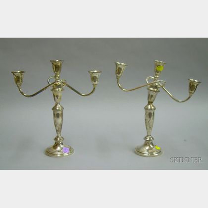 Pair of Towle Three-Light Sterling Silver Candelabra