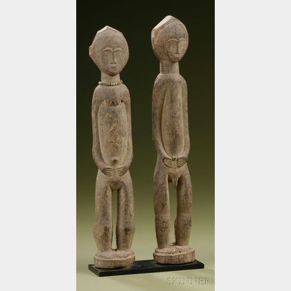African Carved Wood Male and Female "Spirit" Couple