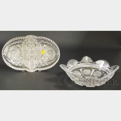 Two Shaped Colorless Cut Glass Bowls
