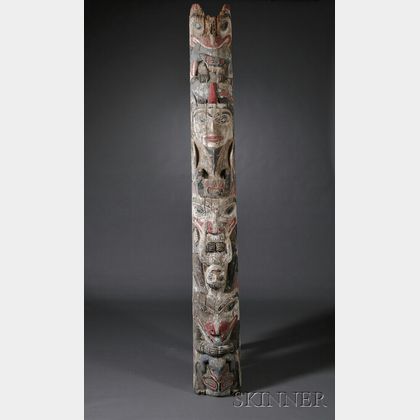 Haida Carved Wood Totem Pole