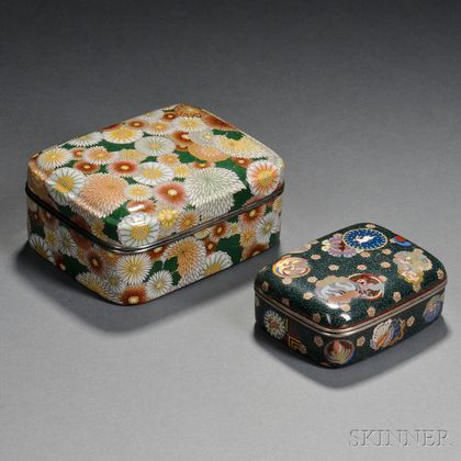 Two Silver Cloisonne Covered Boxes