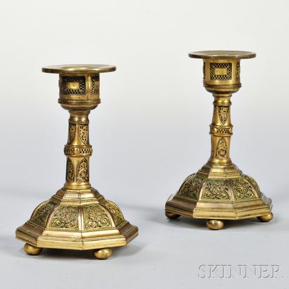 Pair of Spanish Colonial Brass Candlesticks