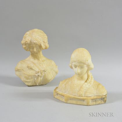 Two Alabaster Busts of Women