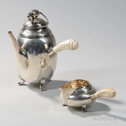 American Sterling Silver Coffeepot and Creamer