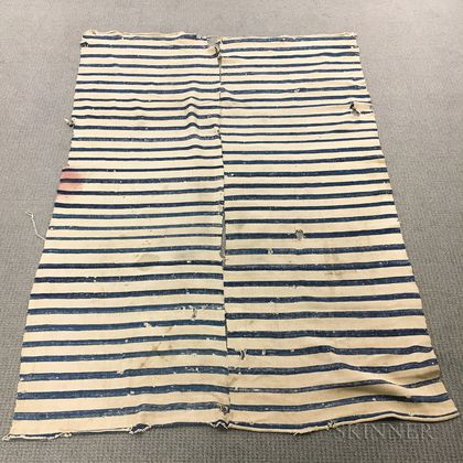 Two-piece Indigo and Ivory Striped Blanket