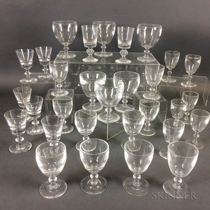 Thirty Pieces of Mostly Steuben Colorless Glass Stemware