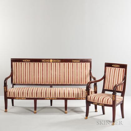 Neoclassical-style Mahogany Seating Suite