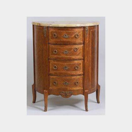 Louis XV/XVI Style Inlaid Tulipwood D-shaped Commode