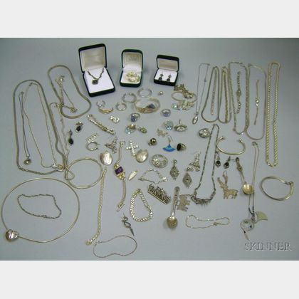 Group of Sterling Silver and Silvertone Jewelry. 