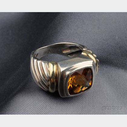 Sterling Silver, 18kt Gold, and Citrine Ring, David Yurman