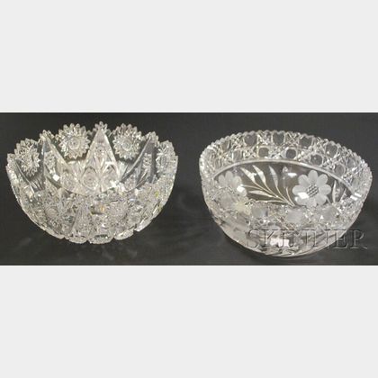 Two Colorless Cut Glass Bowls