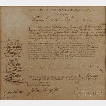 Cowdin, Thomas (1754-1835) Document, Signed, Continental Army.