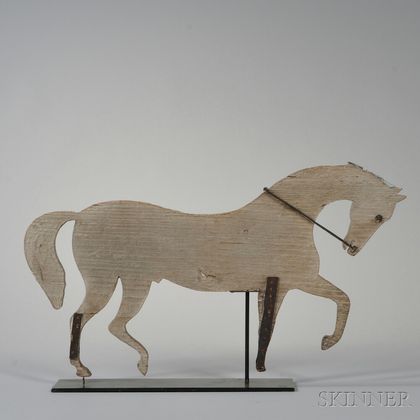 White-painted Cutout Pine Trotting Horse Weathervane