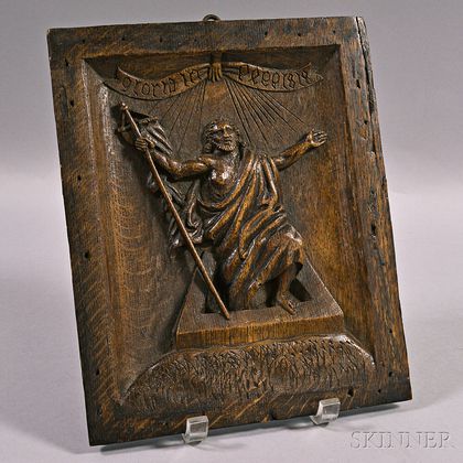 Relief-carved Oak Hanging Panel