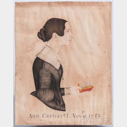 American School, 19th Century Portrait Miniature of Ann Carhartt